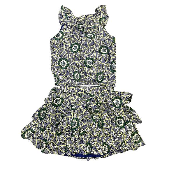 Janie & Jack x Kaavia James Floral Block Print Skirt/Matching Ruffle Tank Sz 7/8 - Picture 2 of 10